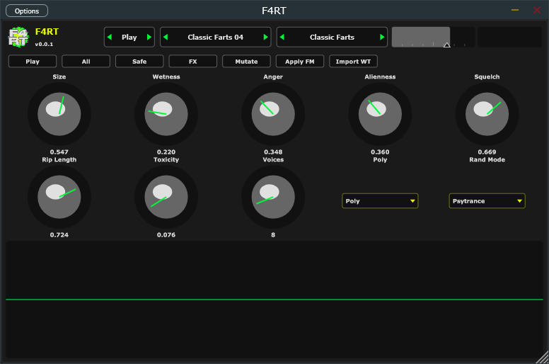 F4RT Play page: macros, poly, rand, test note